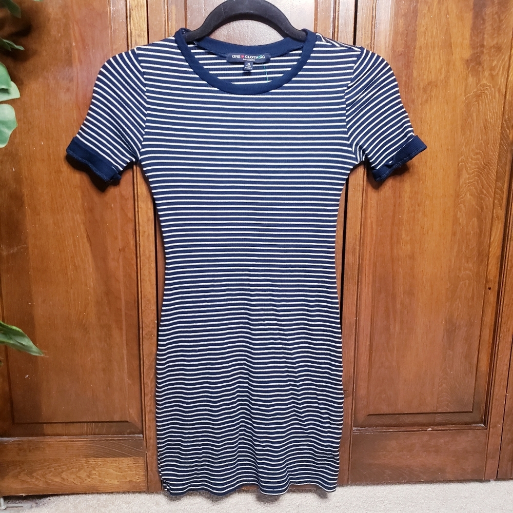 Blue stripped mini dress